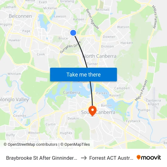 Braybrooke St After Ginninderra Dr to Forrest ACT Australia map