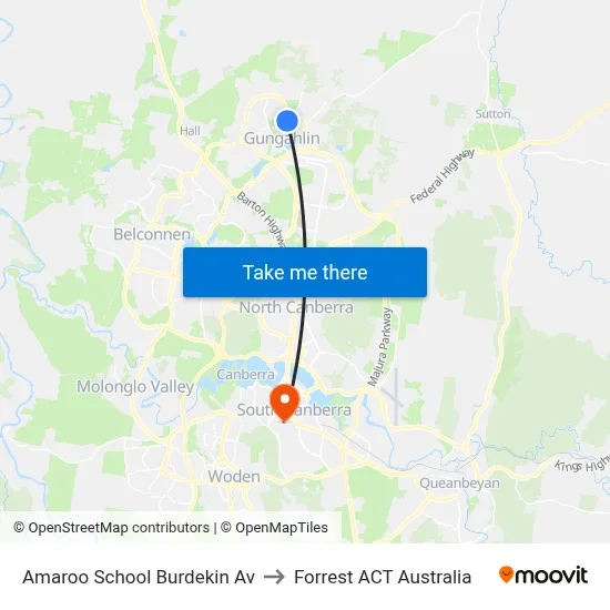 Amaroo School Burdekin Av to Forrest ACT Australia map