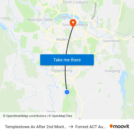 Templestowe Av After 2nd Montefiore Cr to Forrest ACT Australia map