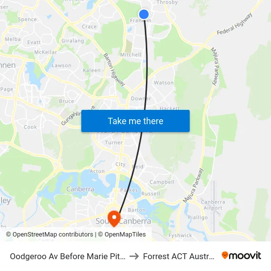 Oodgeroo Av Before Marie Pitt St to Forrest ACT Australia map