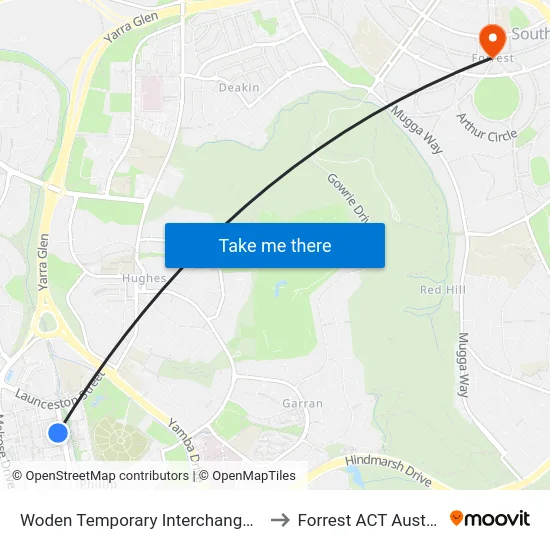 Woden Temporary Interchange Plt 2 to Forrest ACT Australia map