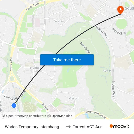 Woden Temporary Interchange Plt 4 to Forrest ACT Australia map