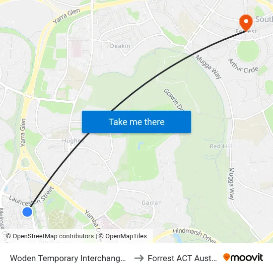 Woden Temporary Interchange Plt 5 to Forrest ACT Australia map