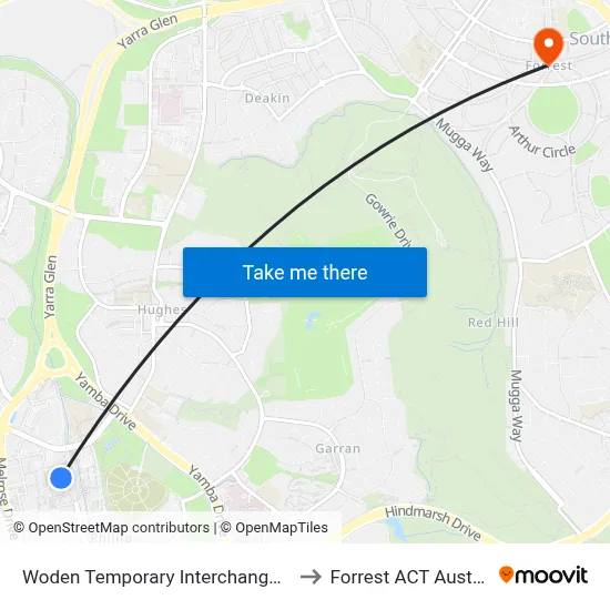 Woden Temporary Interchange Plt 6 to Forrest ACT Australia map