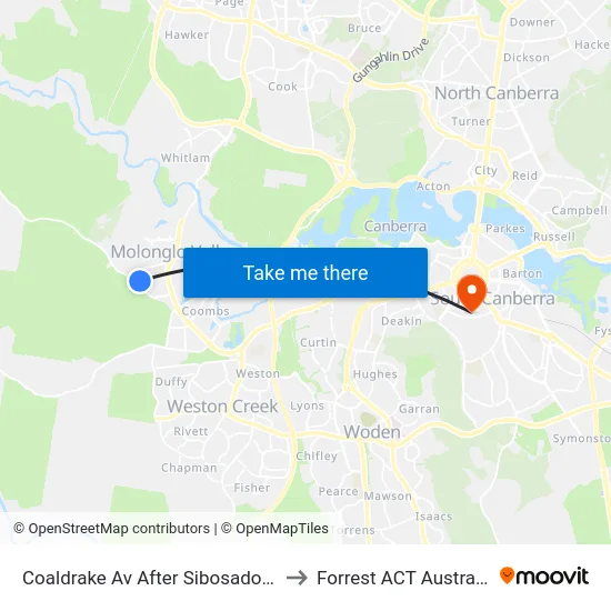 Coaldrake Av After Sibosado St to Forrest ACT Australia map