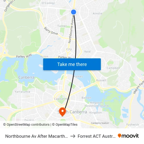 Northbourne Av After Macarthur Av to Forrest ACT Australia map