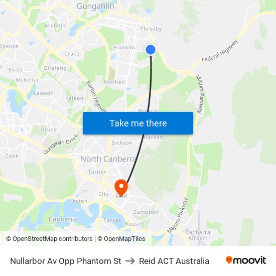 Nullarbor Av Opp Phantom St to Reid ACT Australia map