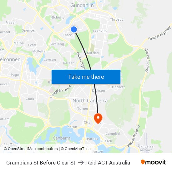 Grampians St Before Clear St to Reid ACT Australia map