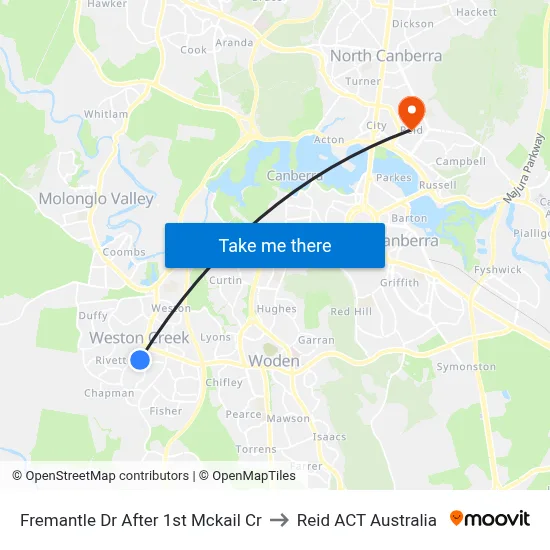 Fremantle Dr After 1st Mckail Cr to Reid ACT Australia map