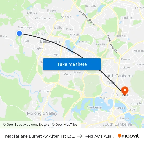 Macfarlane Burnet Av After 1st Eccles Cct to Reid ACT Australia map