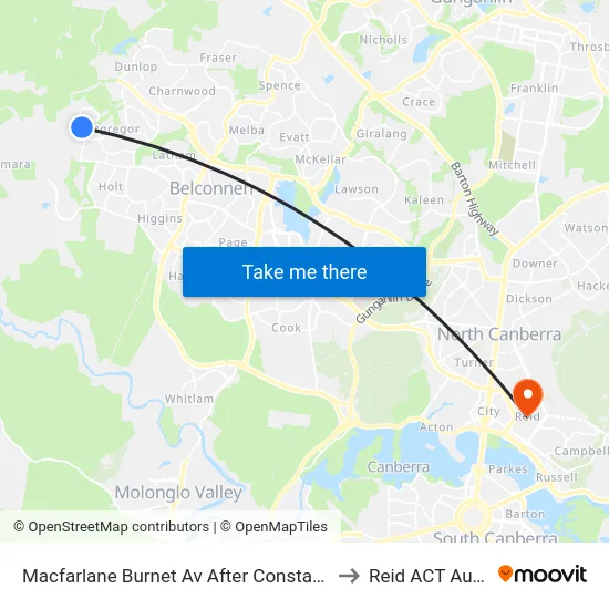Macfarlane Burnet Av After Constance Stone St to Reid ACT Australia map