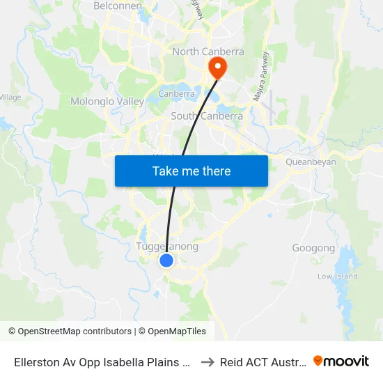 Ellerston Av Opp Isabella Plains Shops to Reid ACT Australia map