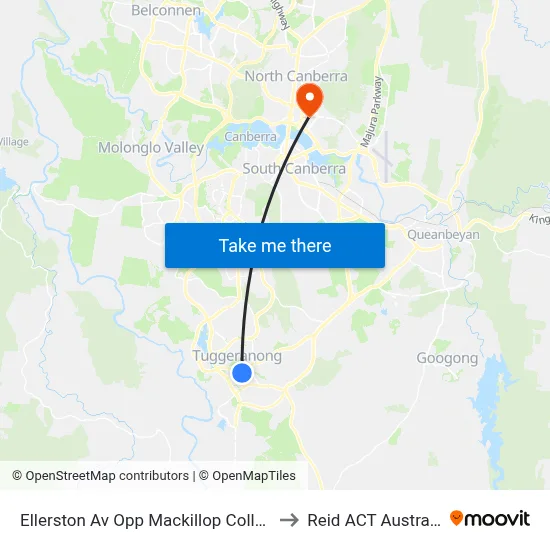 Ellerston Av Opp Mackillop College to Reid ACT Australia map