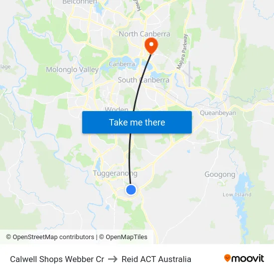 Calwell Shops Webber Cr to Reid ACT Australia map