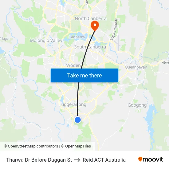 Tharwa Dr Before Duggan St to Reid ACT Australia map