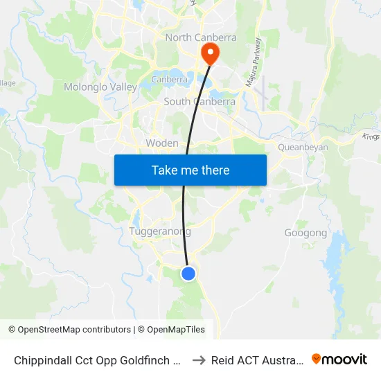 Chippindall Cct Opp Goldfinch Cct to Reid ACT Australia map
