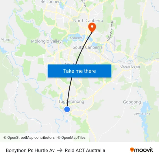 Bonython Ps Hurtle Av to Reid ACT Australia map