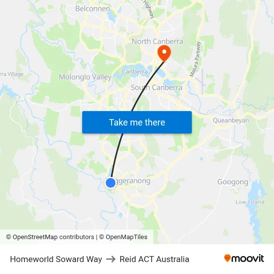 Homeworld Soward Way to Reid ACT Australia map