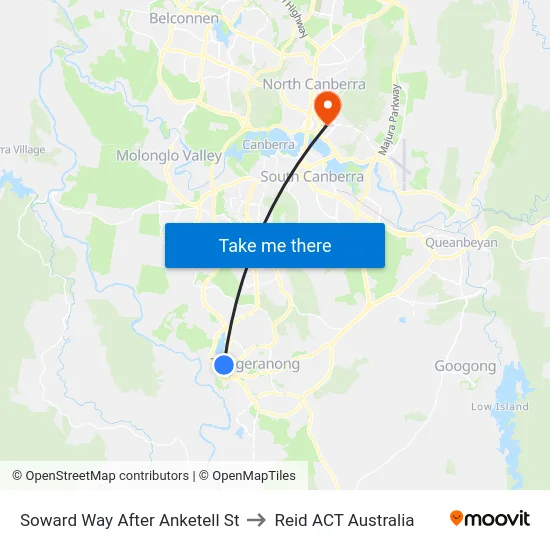 Soward Way After Anketell St to Reid ACT Australia map