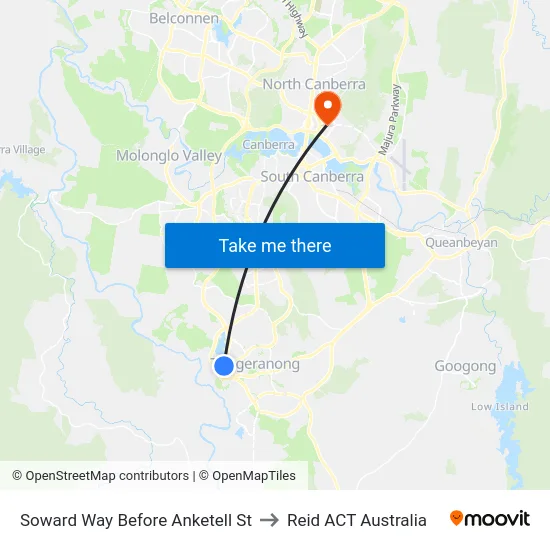 Soward Way Before Anketell St to Reid ACT Australia map