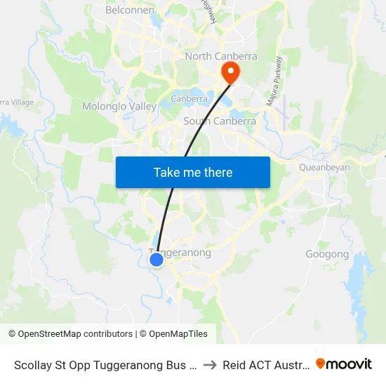 Scollay St Opp Tuggeranong Bus Depot to Reid ACT Australia map