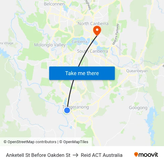 Anketell St Before Oakden St to Reid ACT Australia map