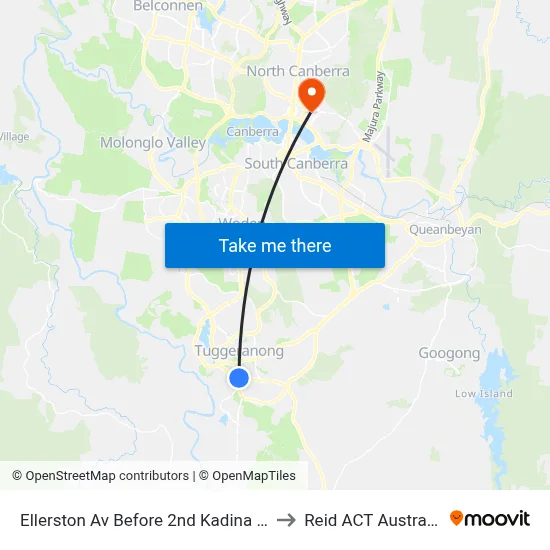 Ellerston Av Before 2nd Kadina Cr to Reid ACT Australia map