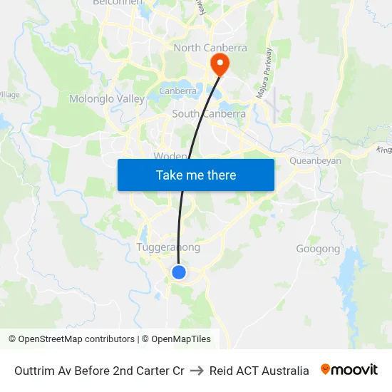 Outtrim Av Before 2nd Carter Cr to Reid ACT Australia map