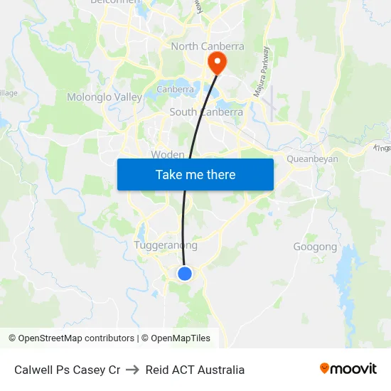 Calwell Ps Casey Cr to Reid ACT Australia map