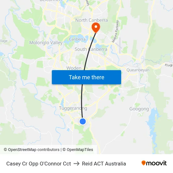 Casey Cr Opp O'Connor Cct to Reid ACT Australia map
