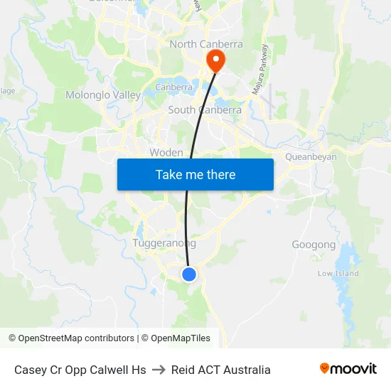 Casey Cr Opp Calwell Hs to Reid ACT Australia map