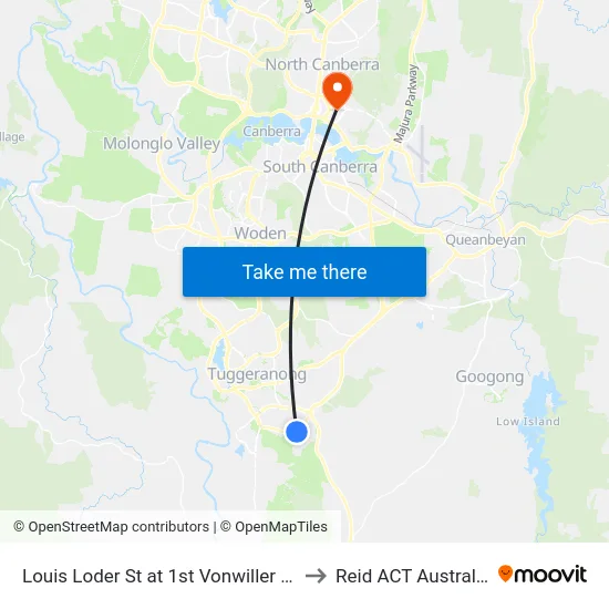 Louis Loder St at 1st Vonwiller Cr to Reid ACT Australia map