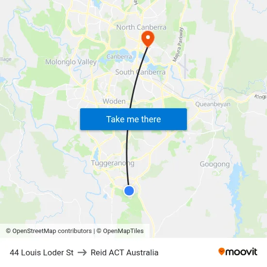 44 Louis Loder St to Reid ACT Australia map