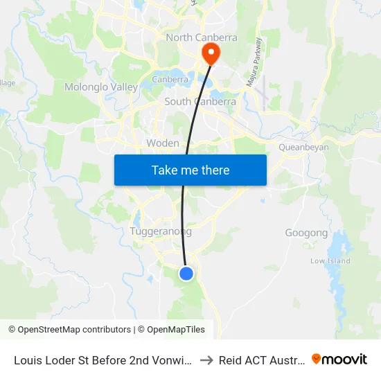 Louis Loder St Before 2nd Vonwiller Cr to Reid ACT Australia map