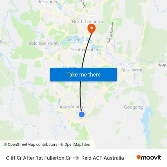 Clift Cr After 1st Fullerton Cr to Reid ACT Australia map