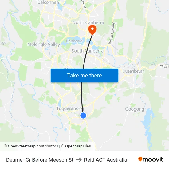 Deamer Cr Before Meeson St to Reid ACT Australia map