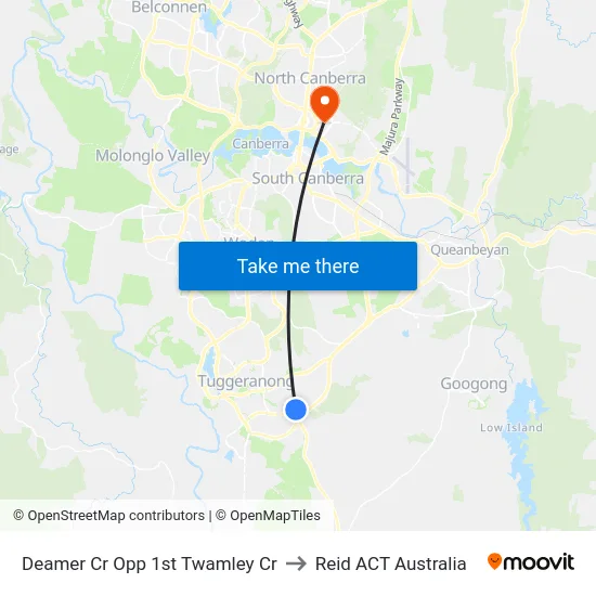 Deamer Cr Opp 1st Twamley Cr to Reid ACT Australia map