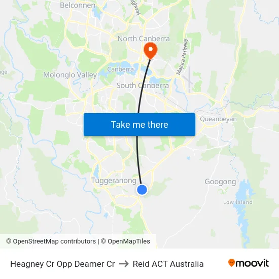 Heagney Cr Opp Deamer Cr to Reid ACT Australia map