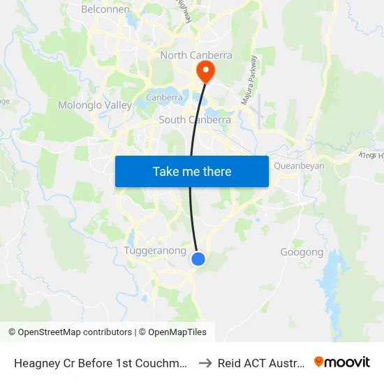 Heagney Cr Before 1st Couchman Cr to Reid ACT Australia map