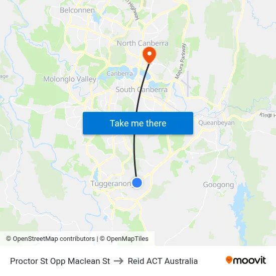 Proctor St Opp Maclean St to Reid ACT Australia map