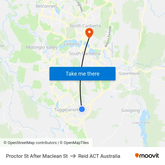 Proctor St After Maclean St to Reid ACT Australia map