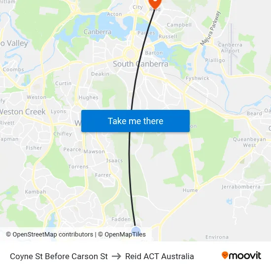 Coyne St Before Carson St to Reid ACT Australia map