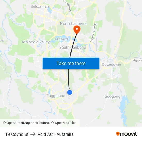 19 Coyne St to Reid ACT Australia map