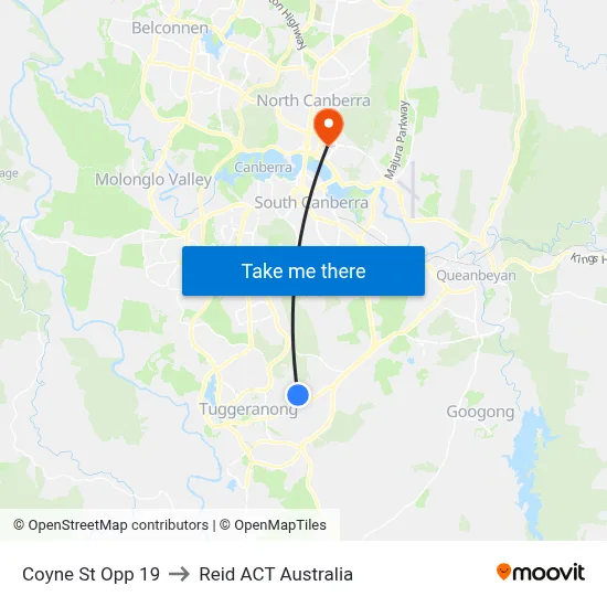 Coyne St Opp 19 to Reid ACT Australia map