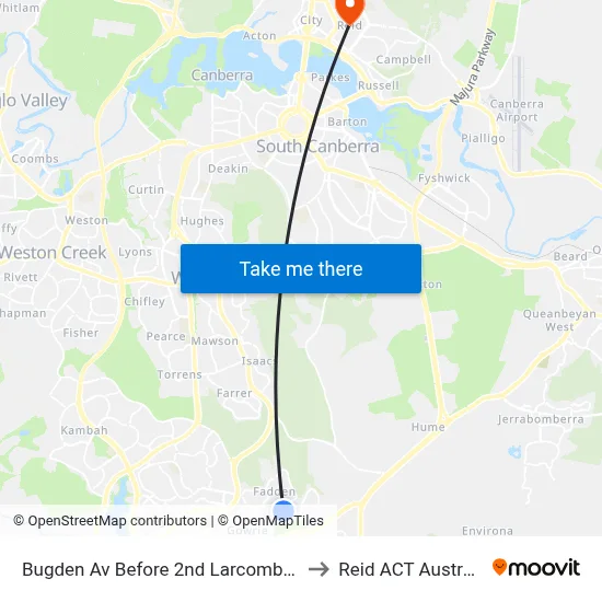 Bugden Av Before 2nd Larcombe Cr to Reid ACT Australia map