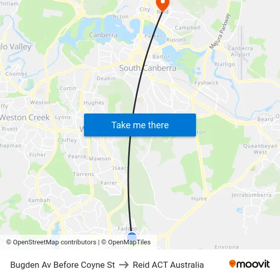 Bugden Av Before Coyne St to Reid ACT Australia map
