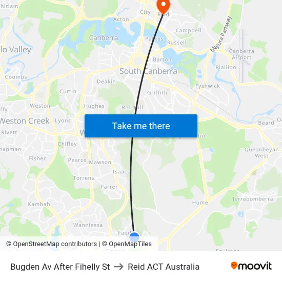 Bugden Av After Fihelly St to Reid ACT Australia map