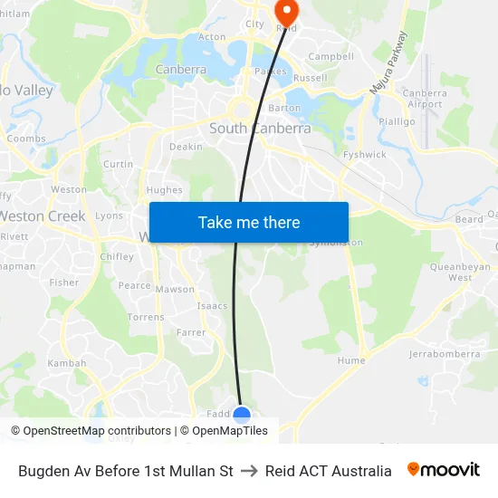 Bugden Av Before 1st Mullan St to Reid ACT Australia map