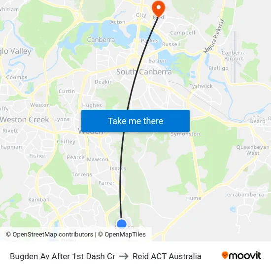 Bugden Av After 1st Dash Cr to Reid ACT Australia map