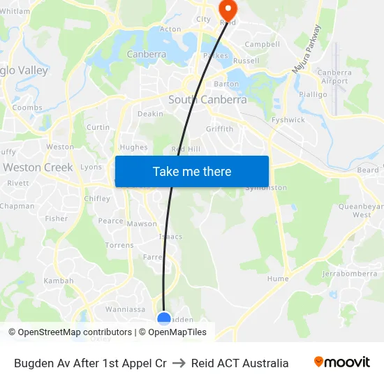 Bugden Av After 1st Appel Cr to Reid ACT Australia map